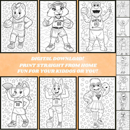 WNBA Mascot Coloring Book | Digital Download