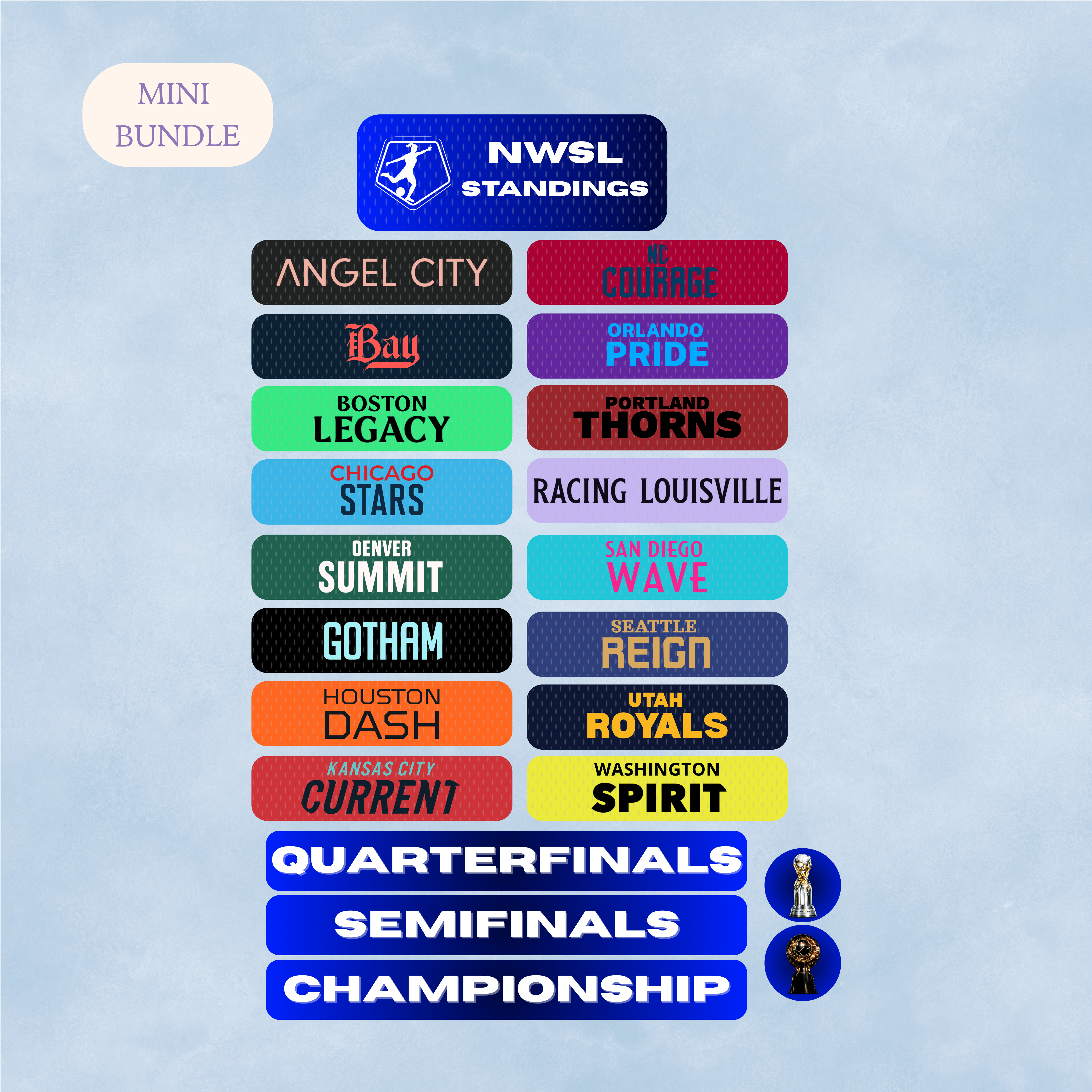 NWSL Mini Standing Kit + Playoff Tracker