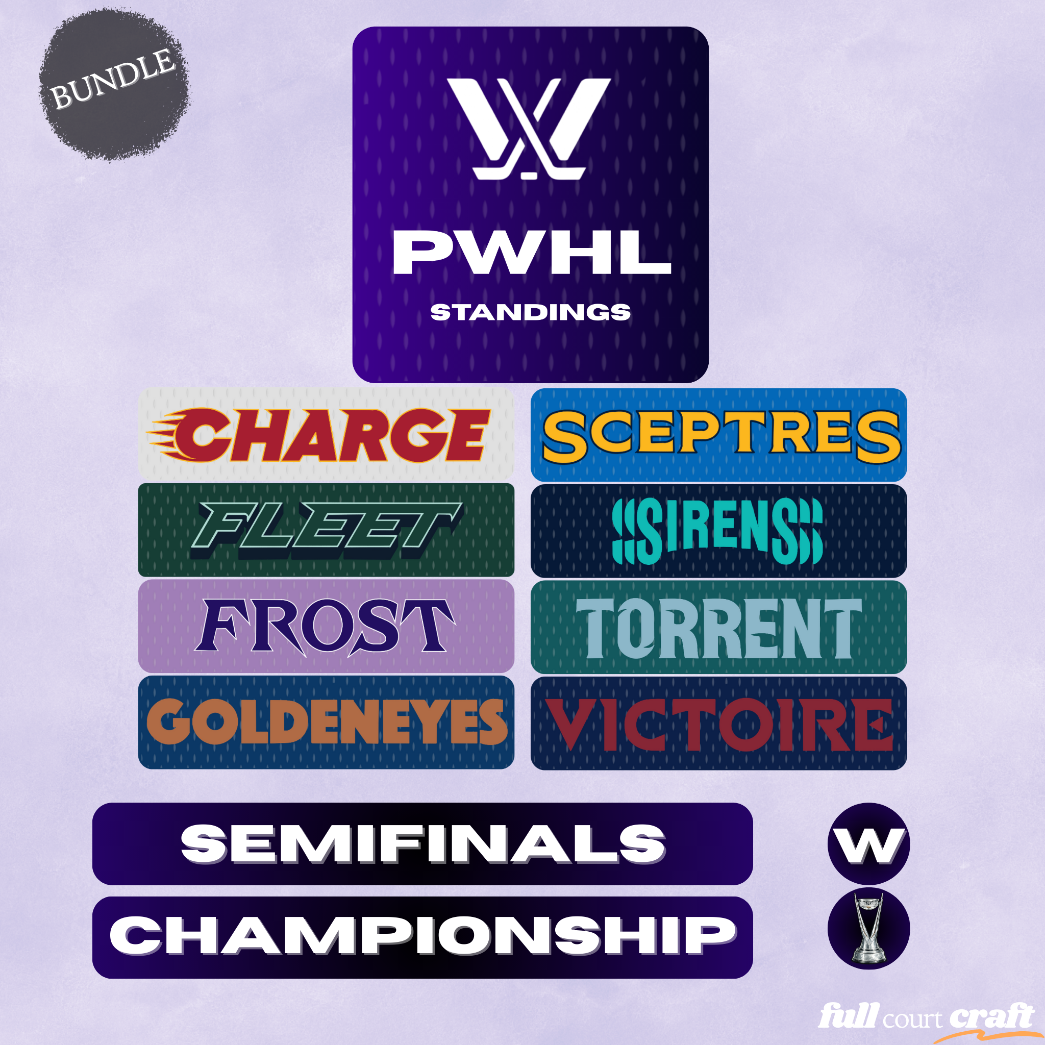 PWHL Standing Kit + Playoff Tracker Bundle
